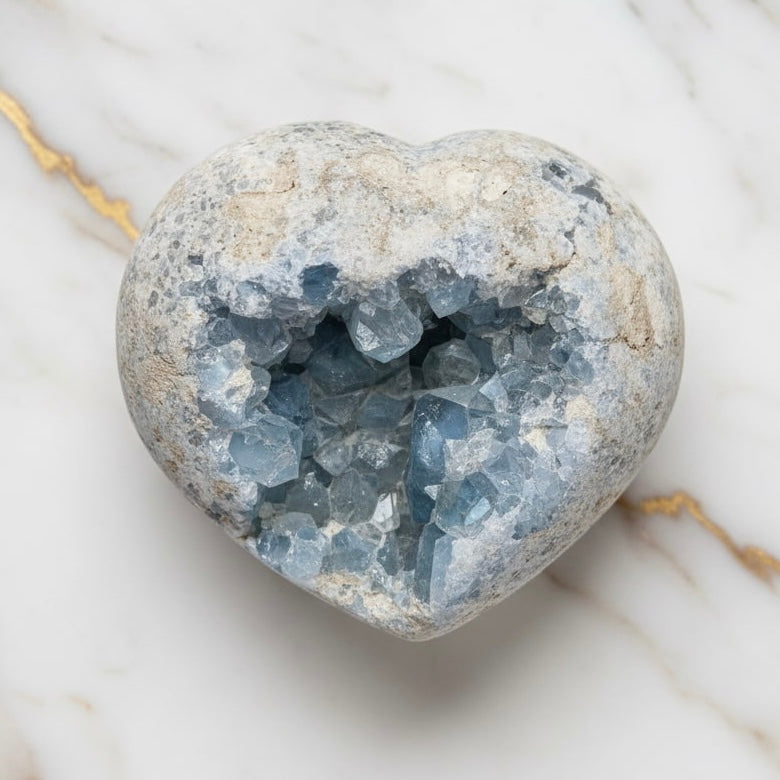 Großes Celestit Herz – Zartes Himmelblau für innere Ruhe CrystalScents