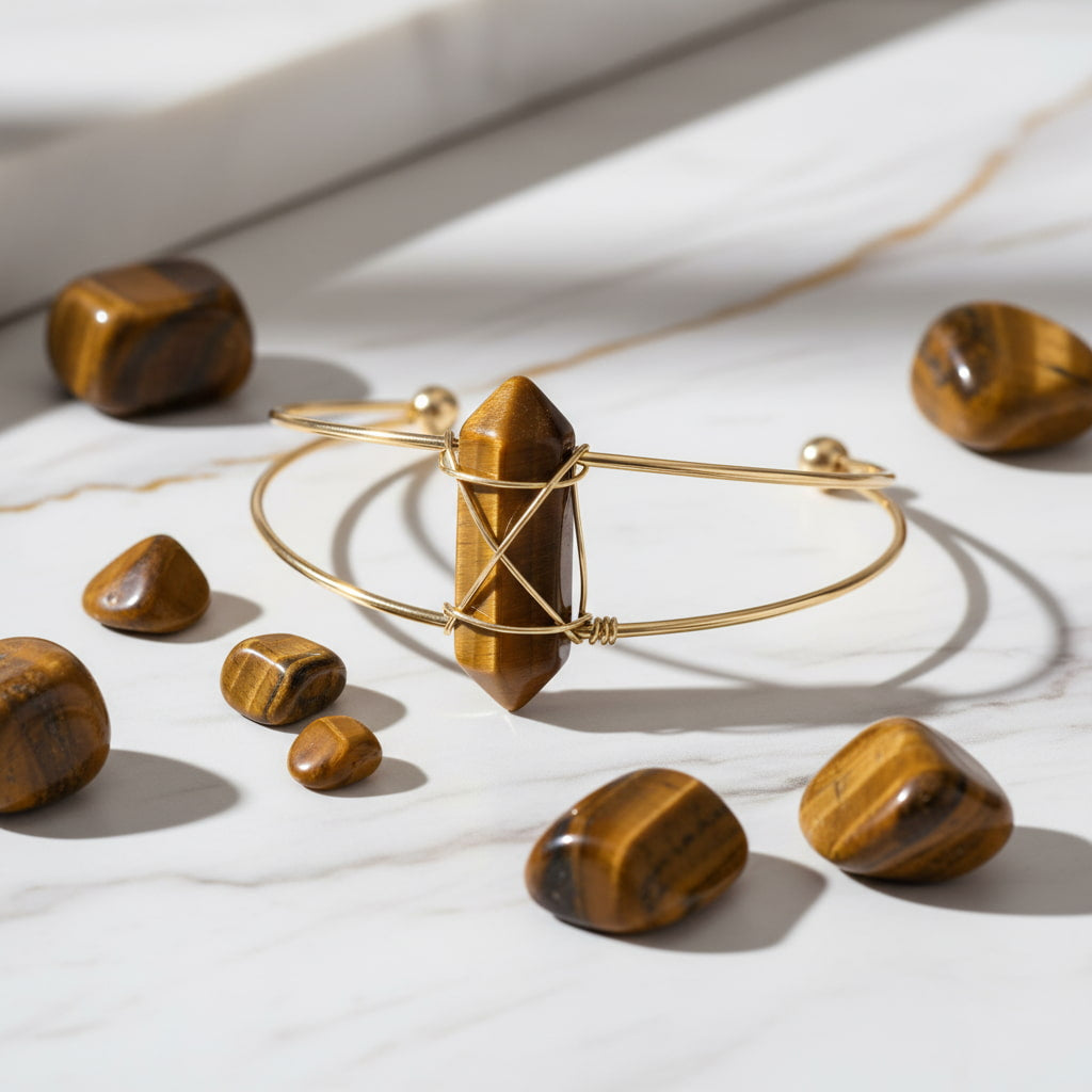 Tigeraugen Armreif – Offenes Design CrystalScents