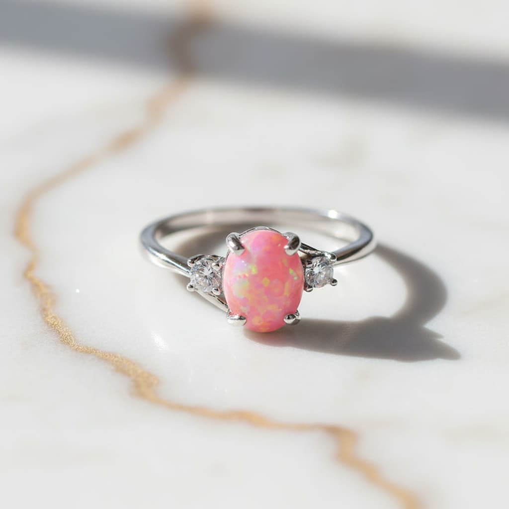 Opal Ring Silber – Rosa Farbreflexe CrystalScents