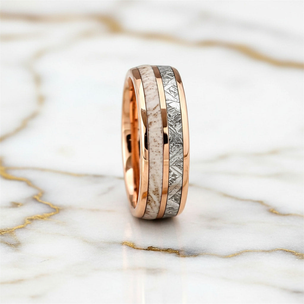 Ring Roségold – mit Holz Musterung CrystalScents