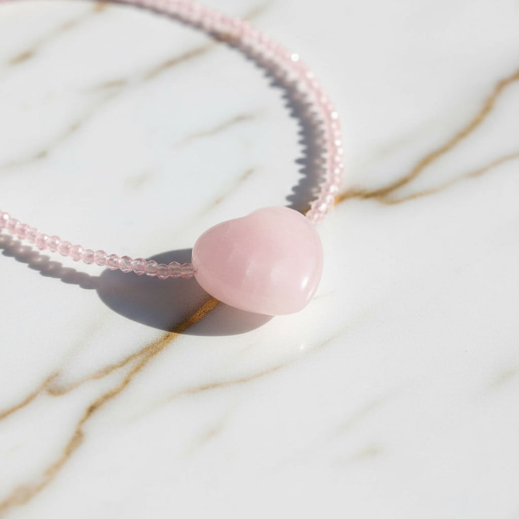 Rosenquarz Herz Halskette - Ruhe & Harmonie CrystalScents