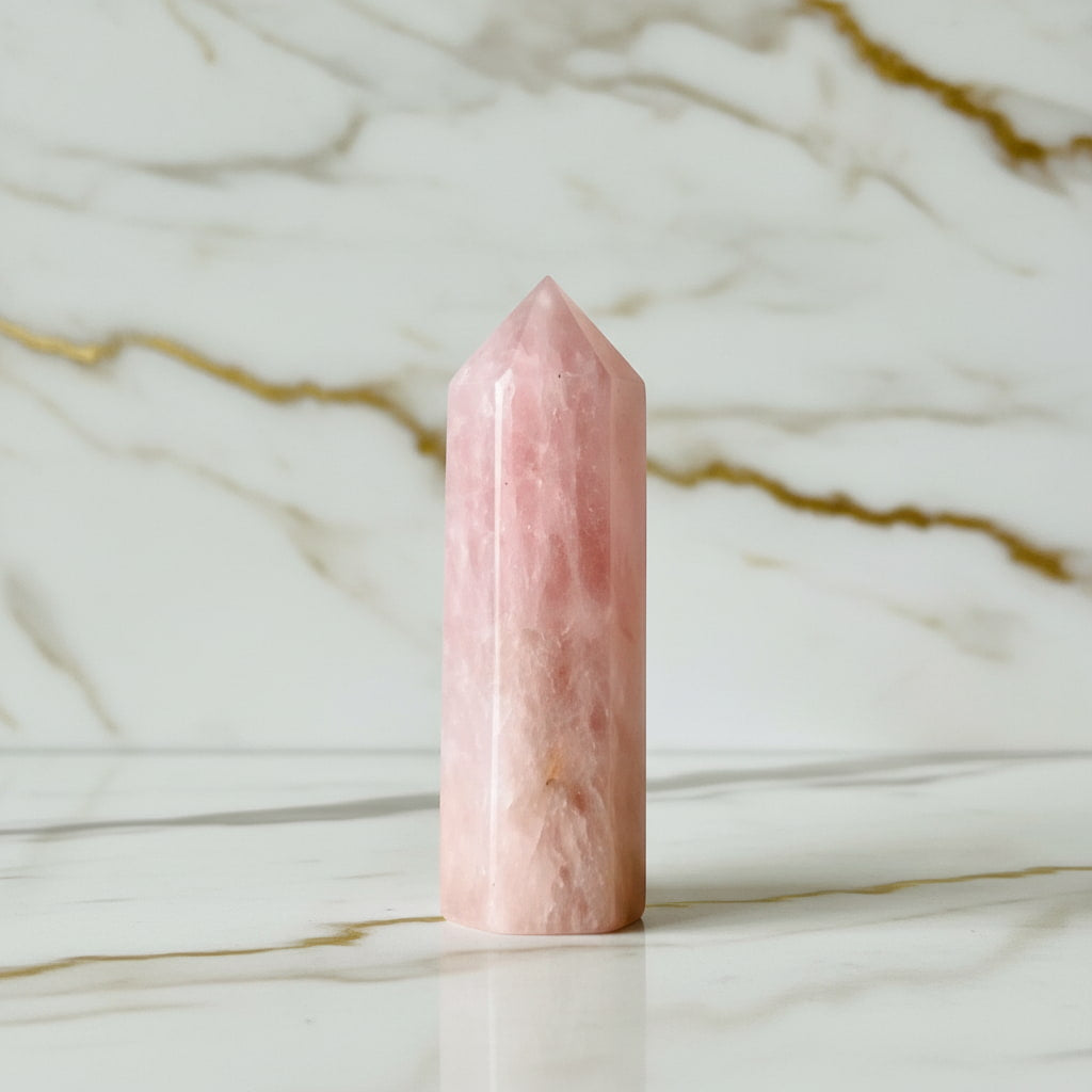 Rosenquarz Obelisk Mini – Herzenergie & Sanftmut CrystalScents