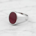 Onyx Ring Silber - roter ovaler Kristall CrystalScents