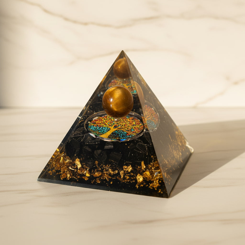 Orgonit Pyramide Obsidian - Tigerauge Kugel CrystalScents