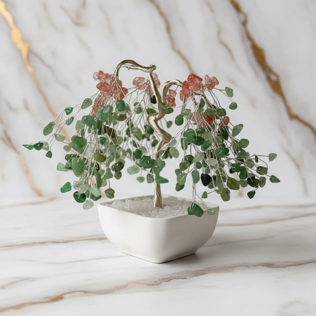 Aventurin & roter Achat Baum – Dekorativer Kristallbaum