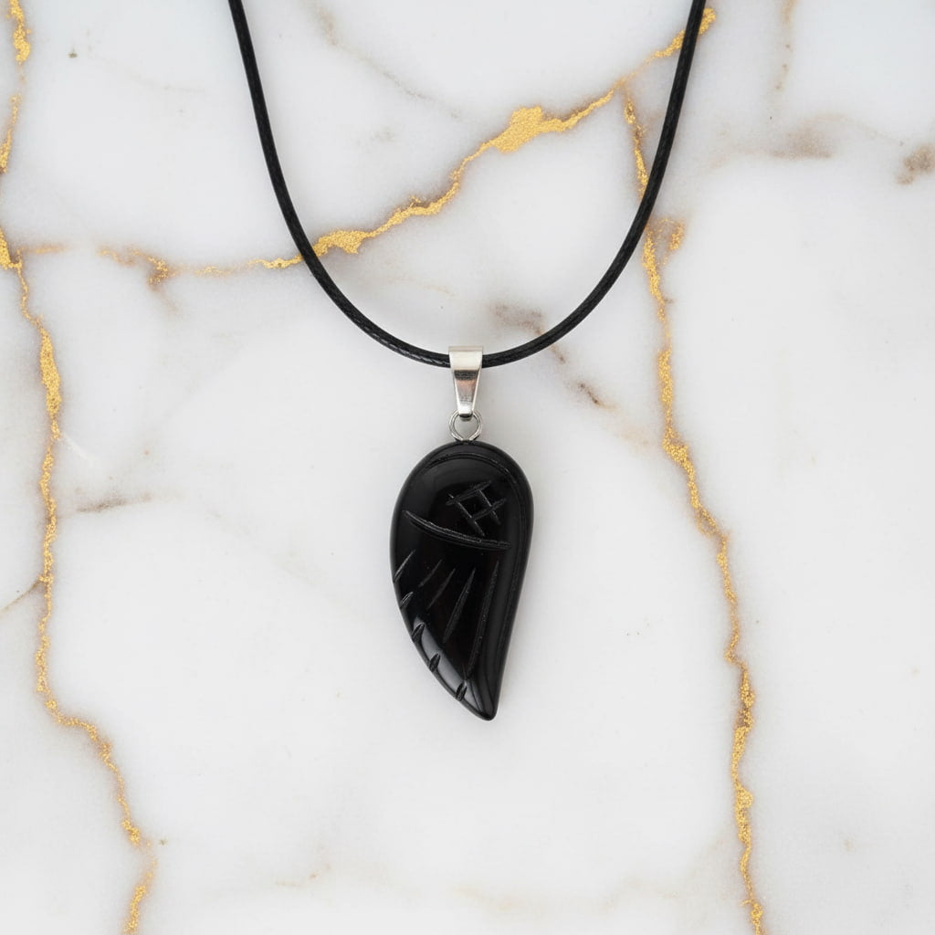 Obsidian Halskette - Flügel Anhänger CrystalScents