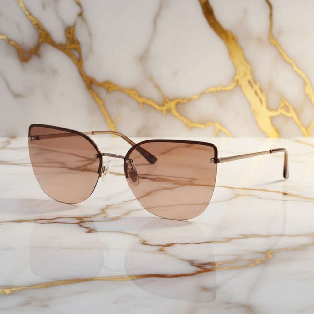 Sonnenbrille – Auffällig braunes Cateye CrystalScents