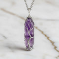 Amethyst Halskette – Doppelender mit Silberverzierung CrystalScents