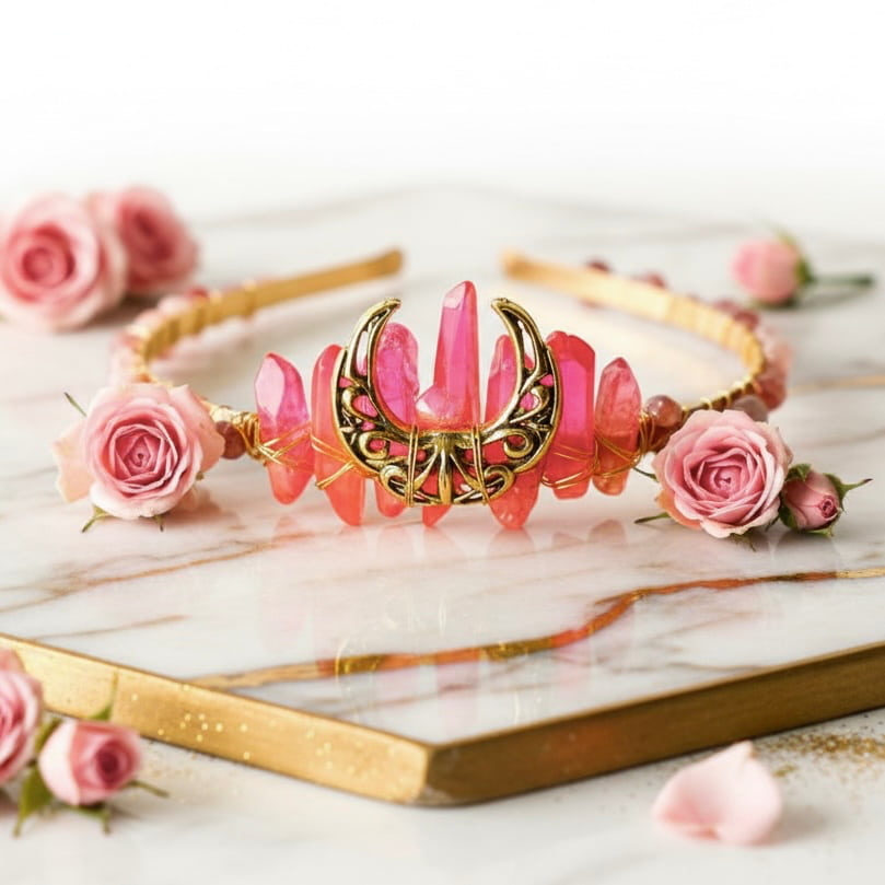 Erdbeerquarz Tiara - für besondere Anlässe
