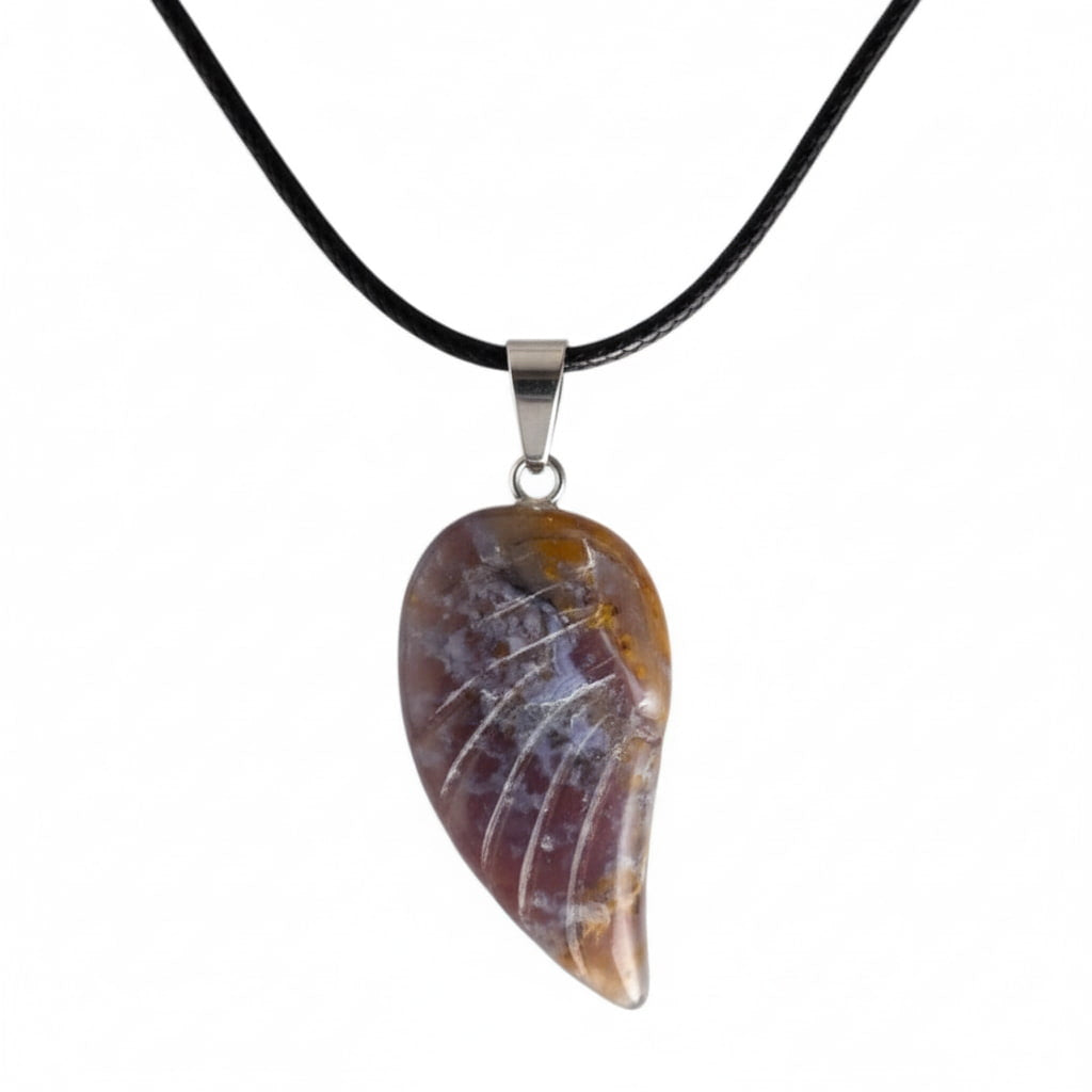 Achat Halskette - Farbenfroher Flügel Anhänger