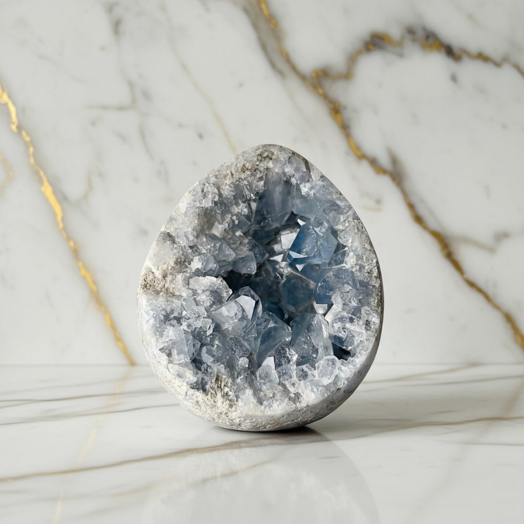 Celestit Cluster Ei – vereint Schönheit mit sanfter Energie