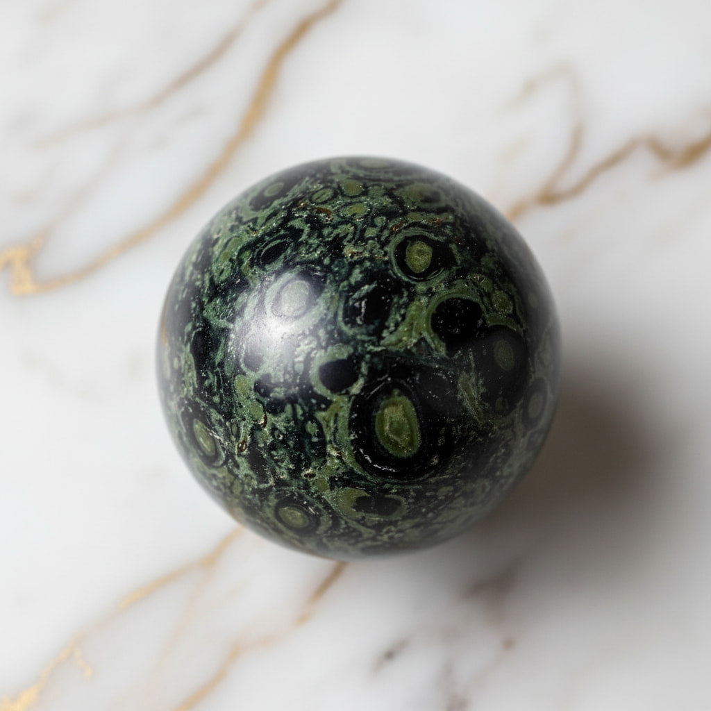 Kambaba Kugel – Pfauenauge Naturstein für Ruhe & Balance CrystalScents