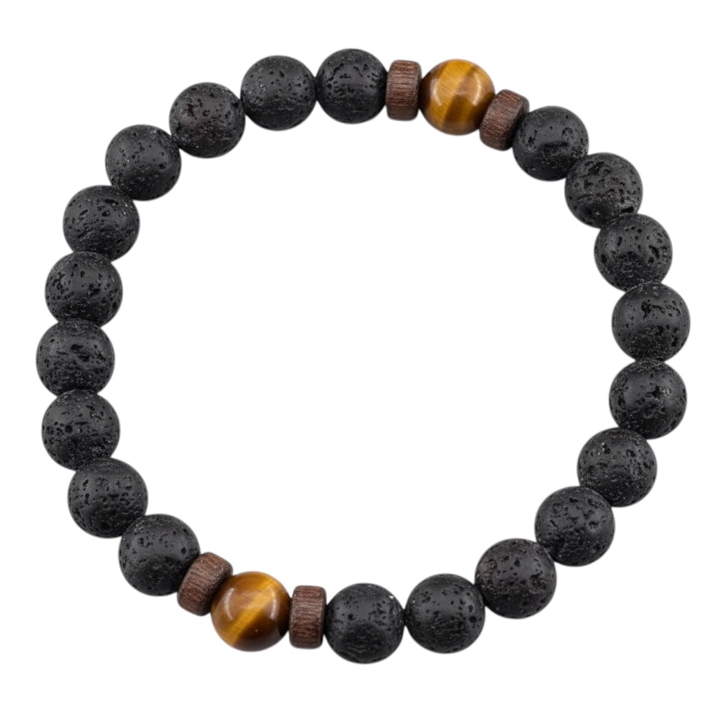 Tigerauge & Vulkanstein Kugelarmband