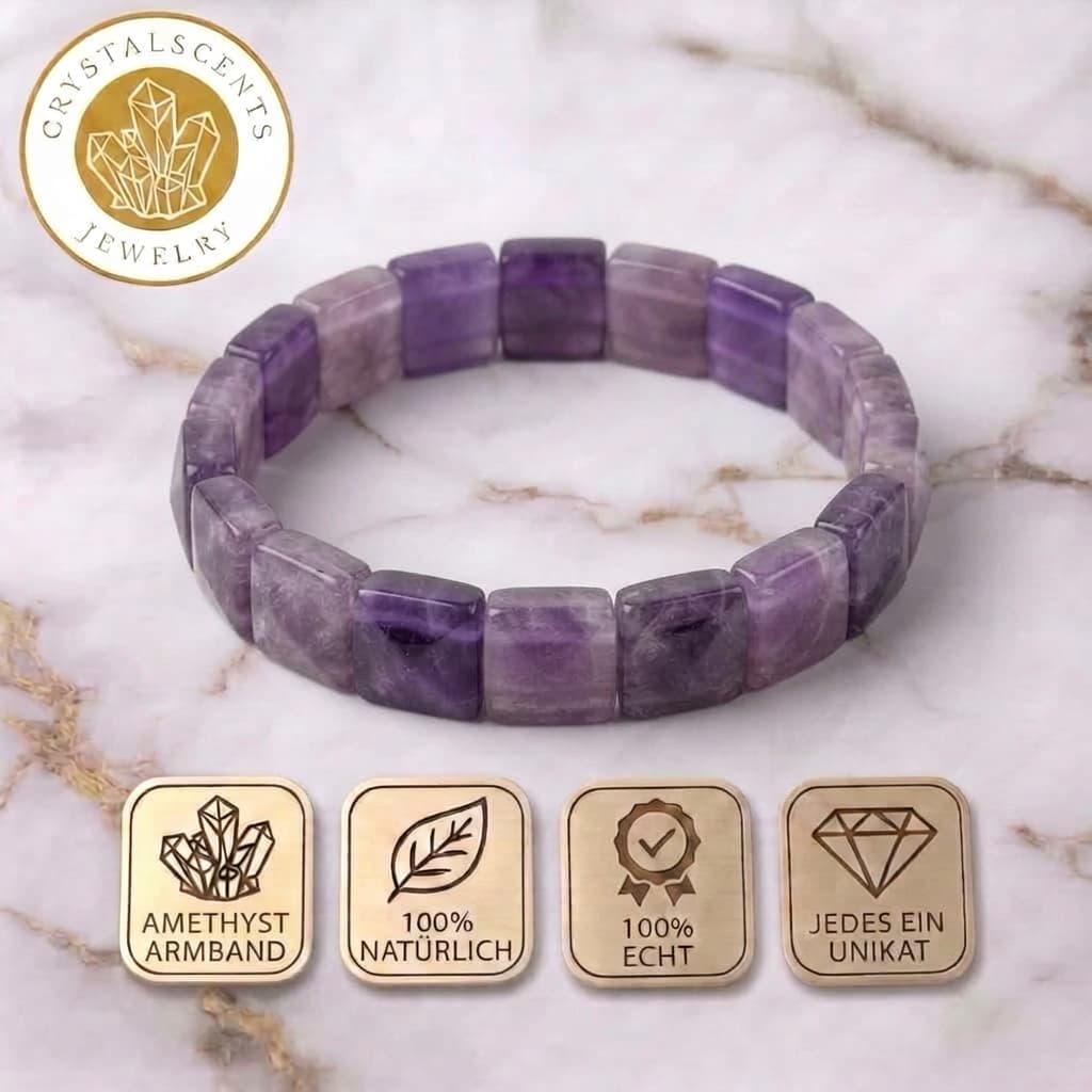 Amethyst Armband – quadratische Steine, innere Ruhe & Geschenk