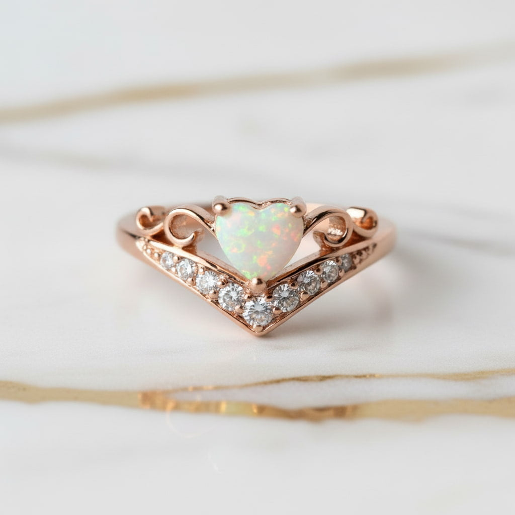 Opal Ring - Diadem mit Herzform