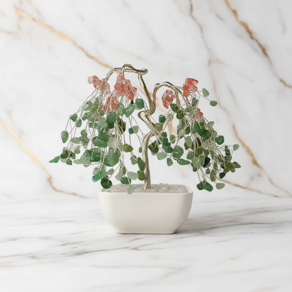 Aventurin & roter Achat Baum – Dekorativer Kristallbaum