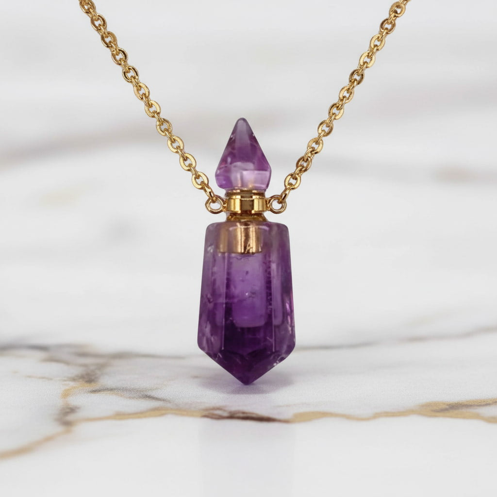 Amethyst Halskette - Parfümfläschchen CrystalScents