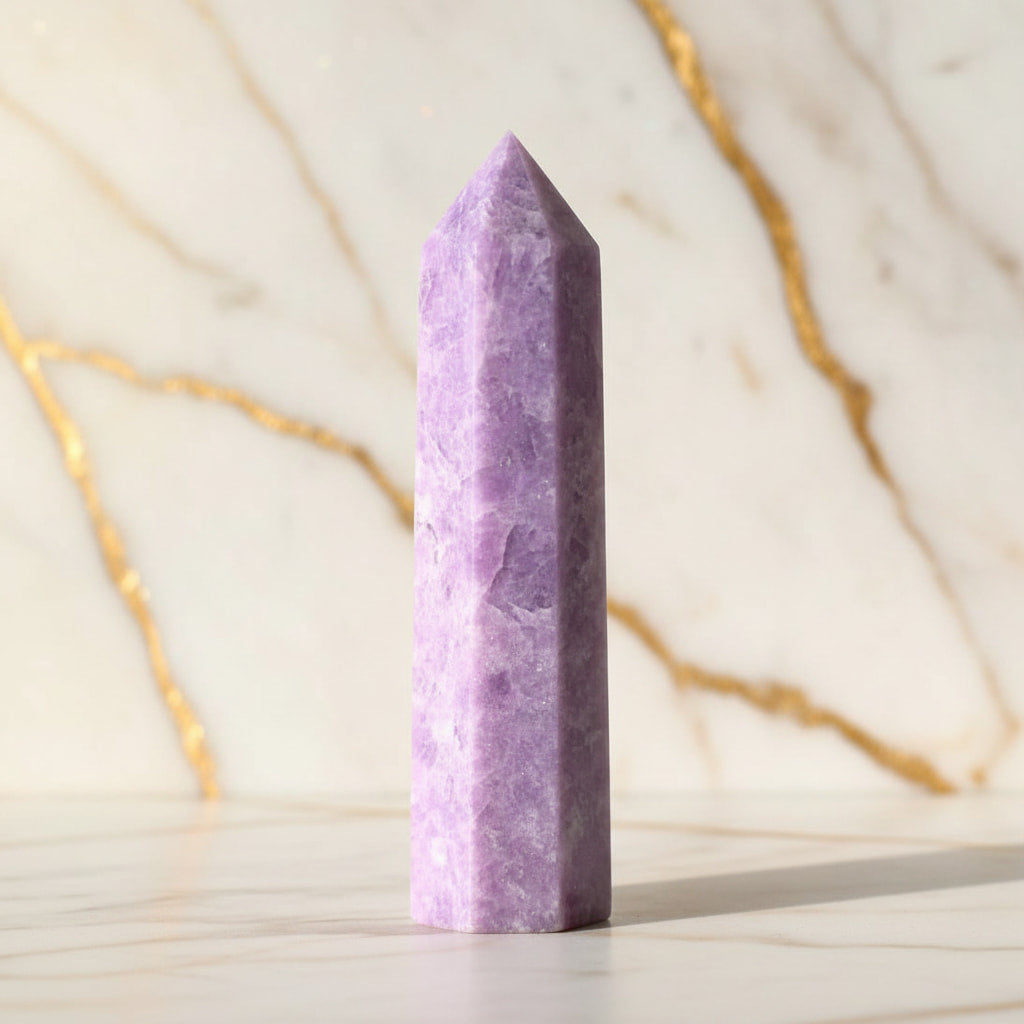 Lepidolith Obelisk – sanfte Stärke in zartem Violett CrystalScents
