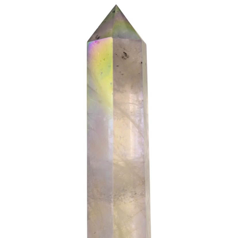 Obelisk aus Aura Bergkristall – Ausdrucksstarkes Kristallobjekt für positive Schwingungen