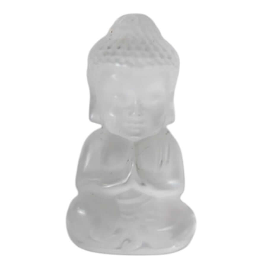 Buddha Figur aus Bergkristall – Zartes Kristallobjekt für friedvolle Atmosphäre