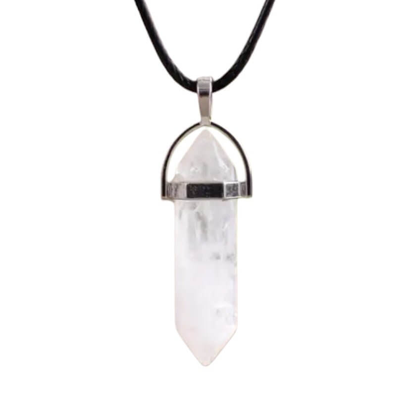 Schwarze Halskette mit Doppelender Bergkristall – Natürliche Kraftquelle für Klarheit und Vitalität