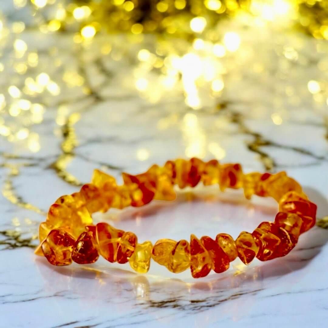 Leuchtendes Bernstein-Armband mit Splittern – Aktiviert Tatkraft und Wohlbefinden