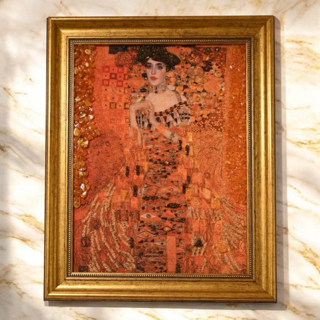 Bernstein-Bild mit Rahmen „Adele Bloch-Bauer“ - Ausdrucksstarkes Highlight mit natürlicher Energie