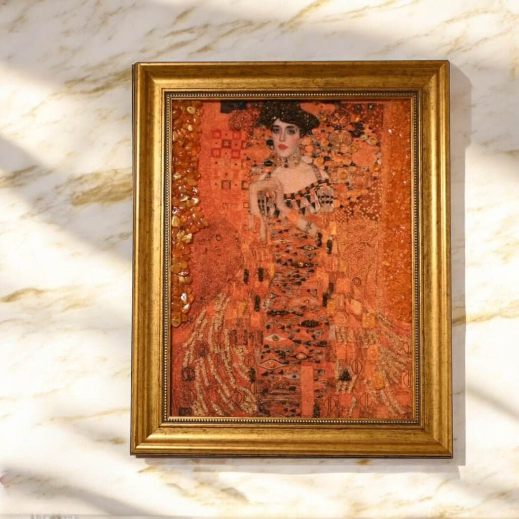 Bernstein-Bild mit Rahmen „Adele Bloch-Bauer“ - Ausdrucksstarkes Highlight mit natürlicher Energie