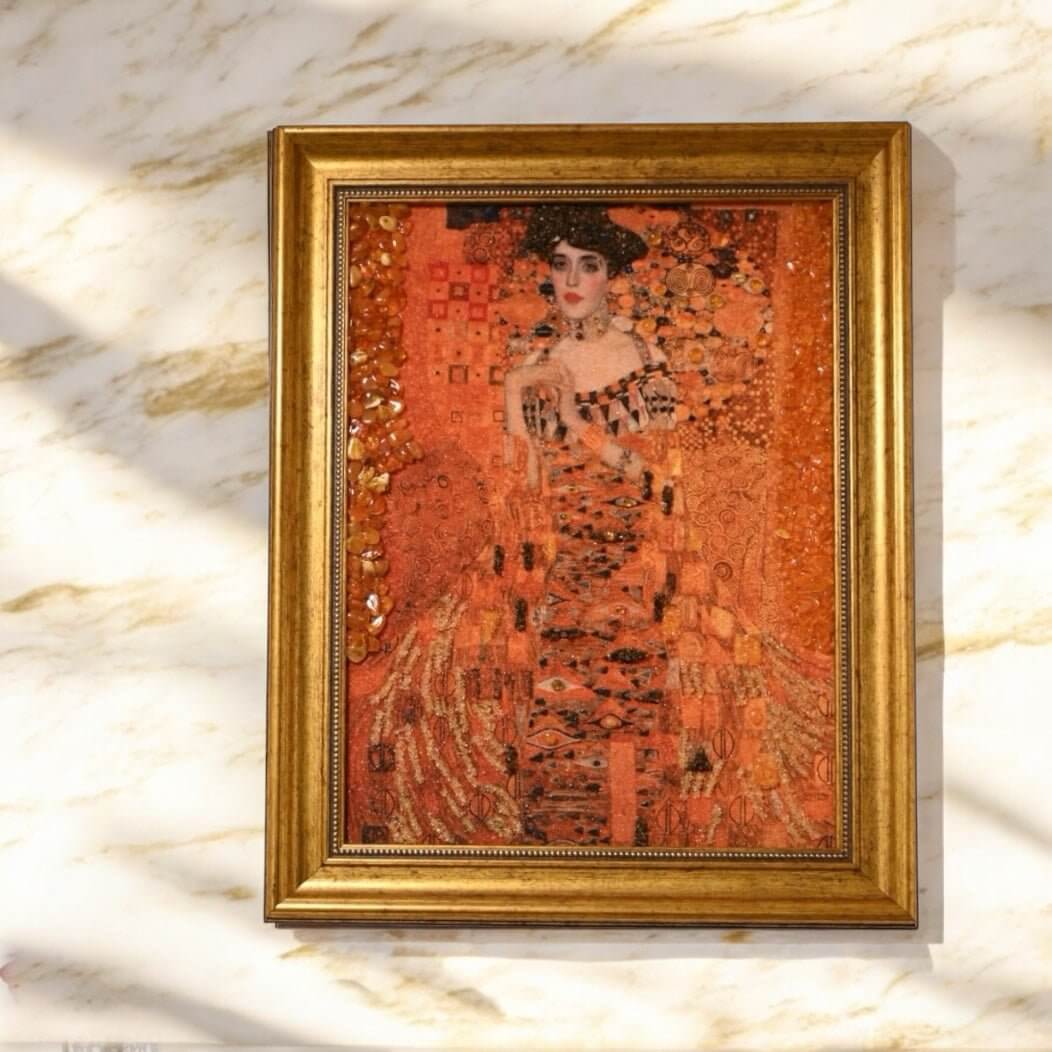 Bernstein-Bild mit Rahmen „Adele Bloch-Bauer“ - Ausdrucksstarkes Highlight mit natürlicher Energie