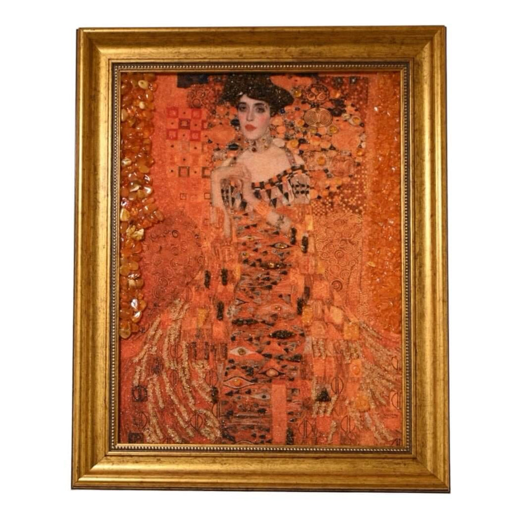 Bernstein-Bild mit Rahmen „Adele Bloch-Bauer“ - Ausdrucksstarkes Highlight mit natürlicher Energie