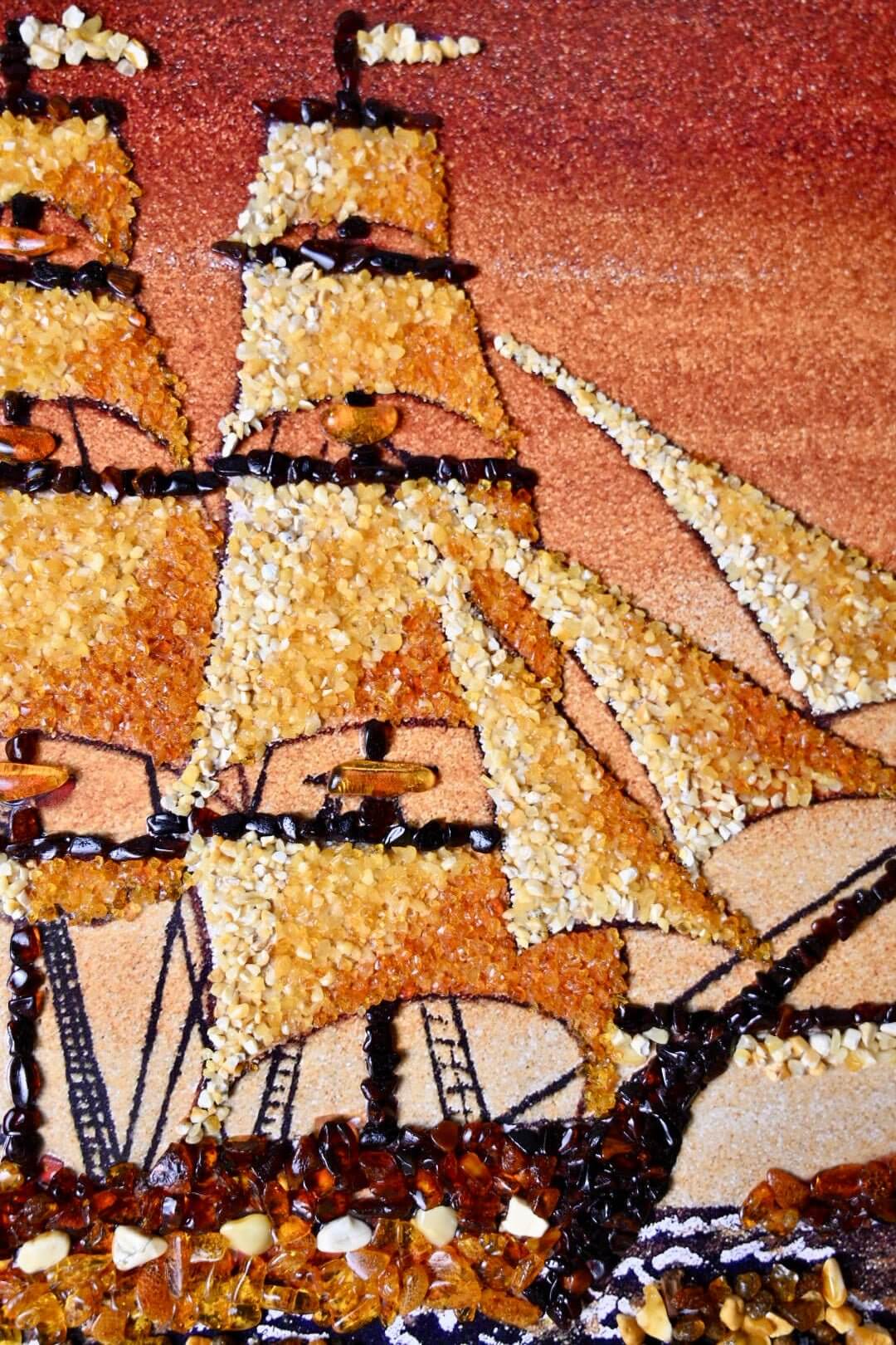 Bernstein-Bild mit Rahmen - Strahlendes Kunstwerk für Wohnraum und Harmonie