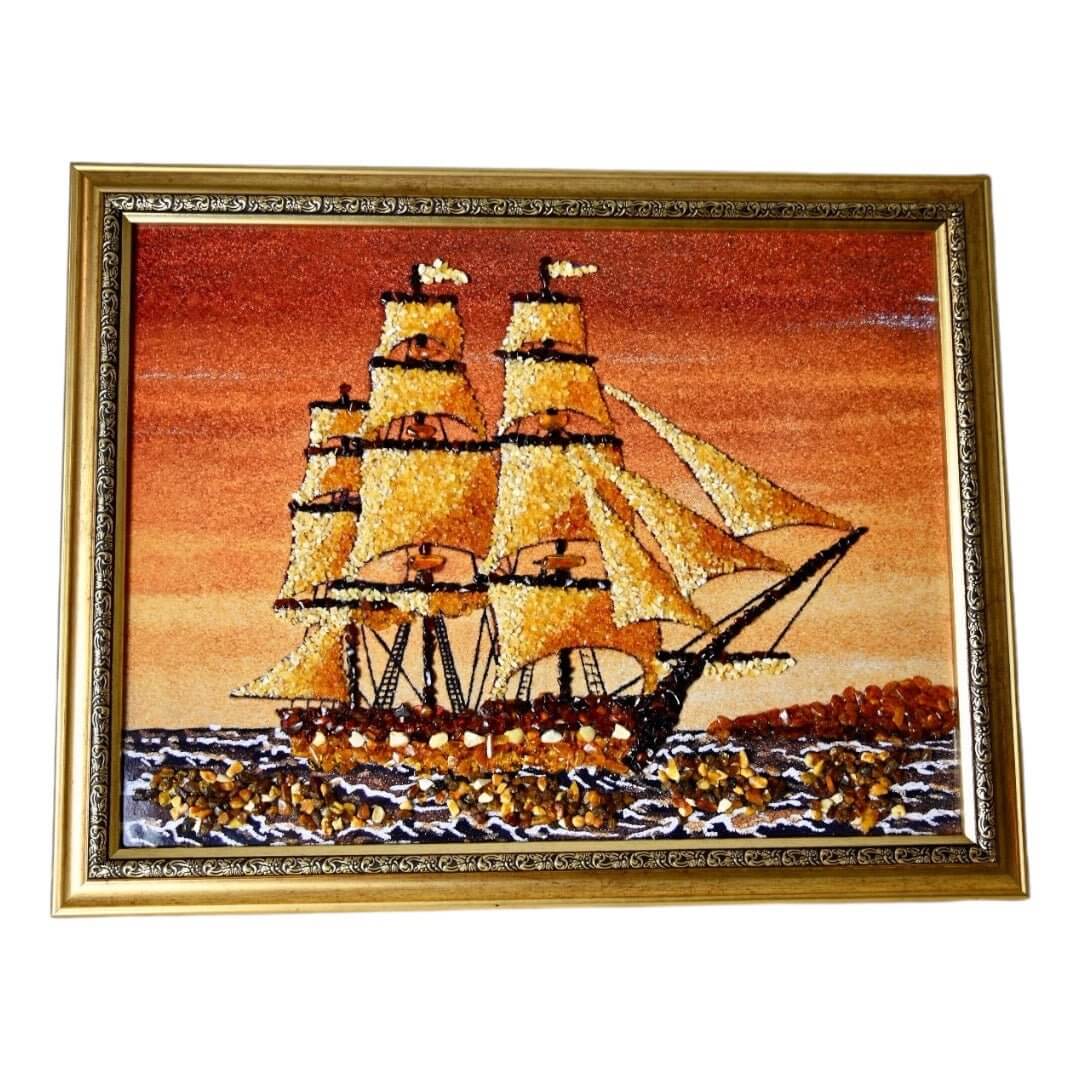 Bernstein-Bild mit Rahmen - Strahlendes Kunstwerk für Wohnraum und Harmonie