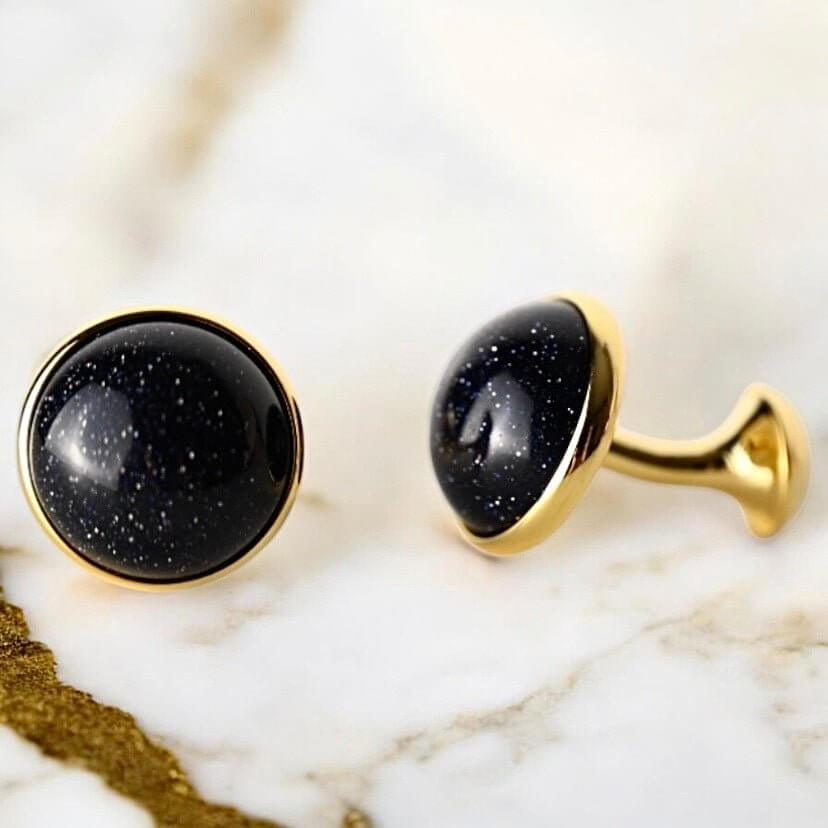 Goldene Blaufluss Manschettenknöpfe – elegantes Accessoire mit schimmernder Ausstrahlung