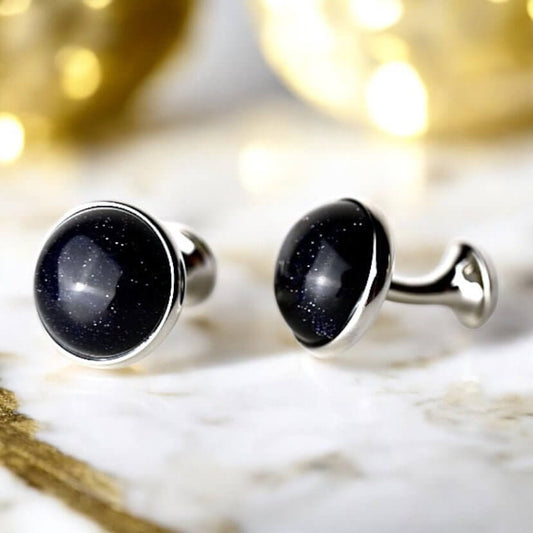 Silberne Manschettenknöpfe Blaufluss – elegantes Accessoire mit schimmernder Ausstrahlung