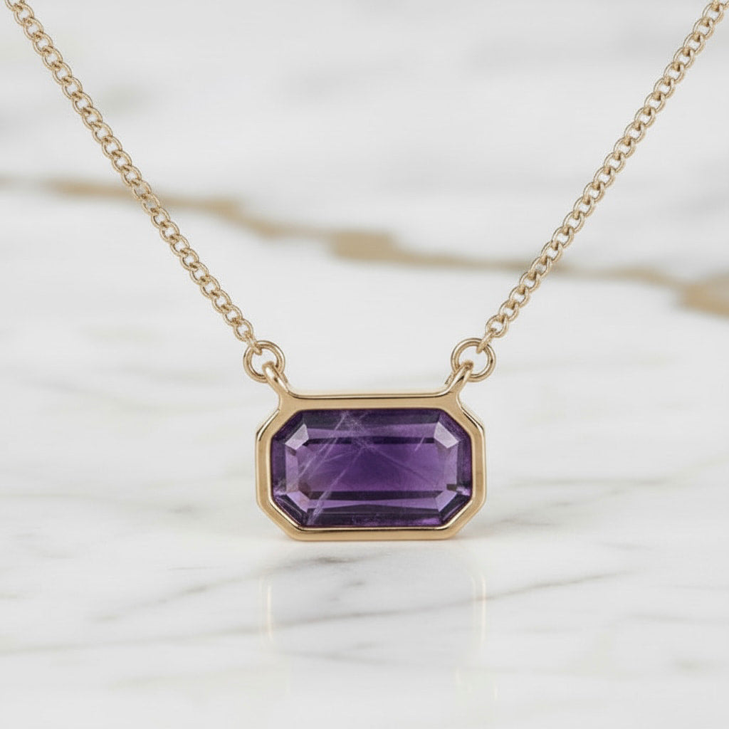 Amethyst Halskette – Harmonie & Ausstrahlung mit goldfarbener Kette CrystalScents