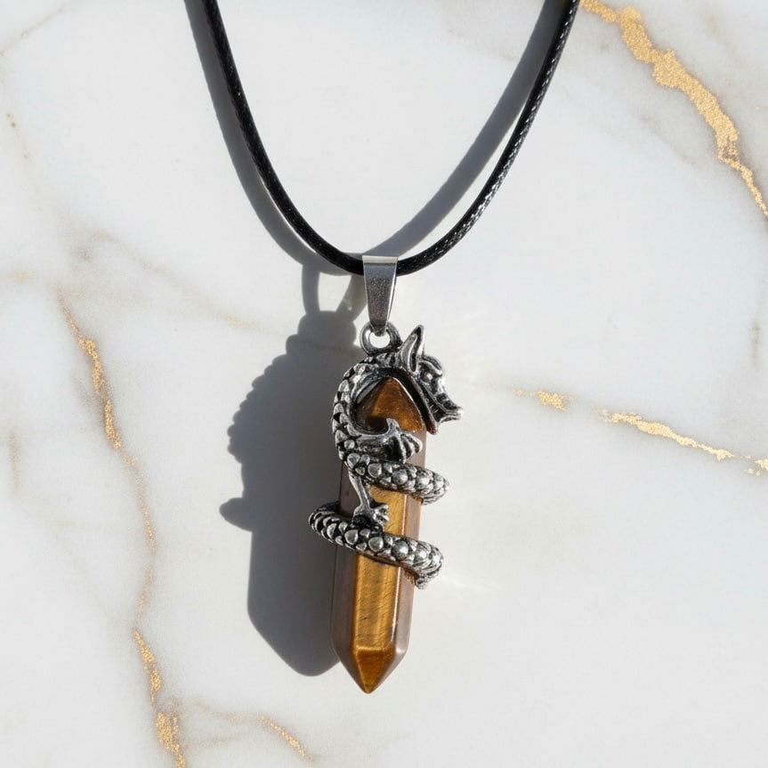 Tigerauge Halskette - Doppelender Drache JETZT sichern CrystalScents