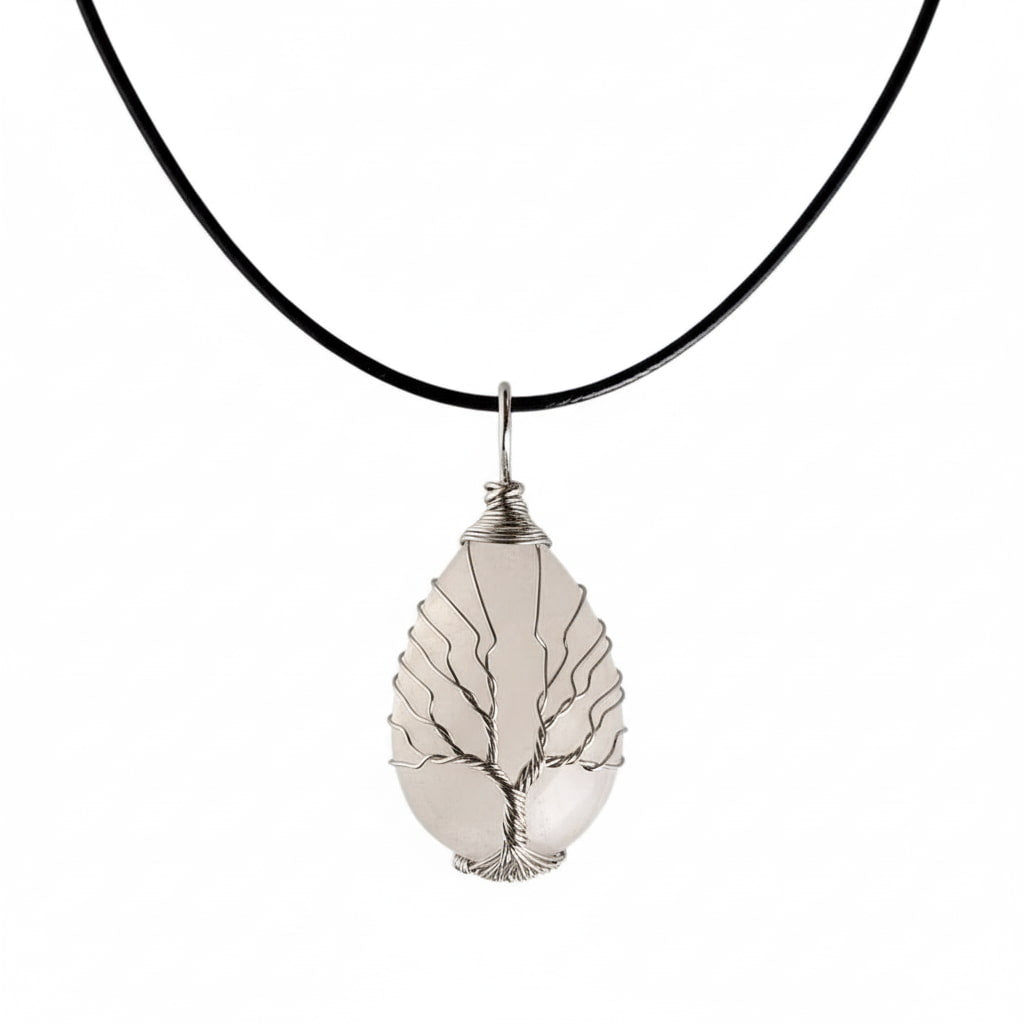 Bergkristall Halskette - Silbern verziert