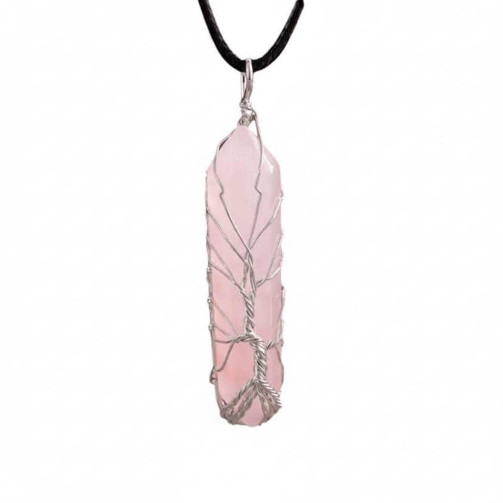 Rosenquarz Halskette - Silberverzierter Doppelender CrystalScents