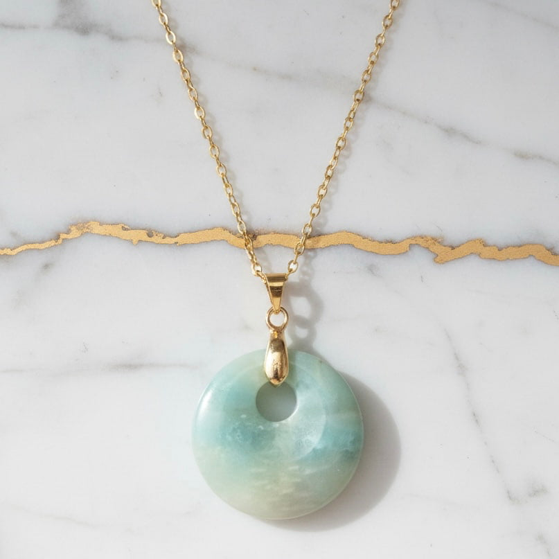 Amazonit Halskette - Rundes Design