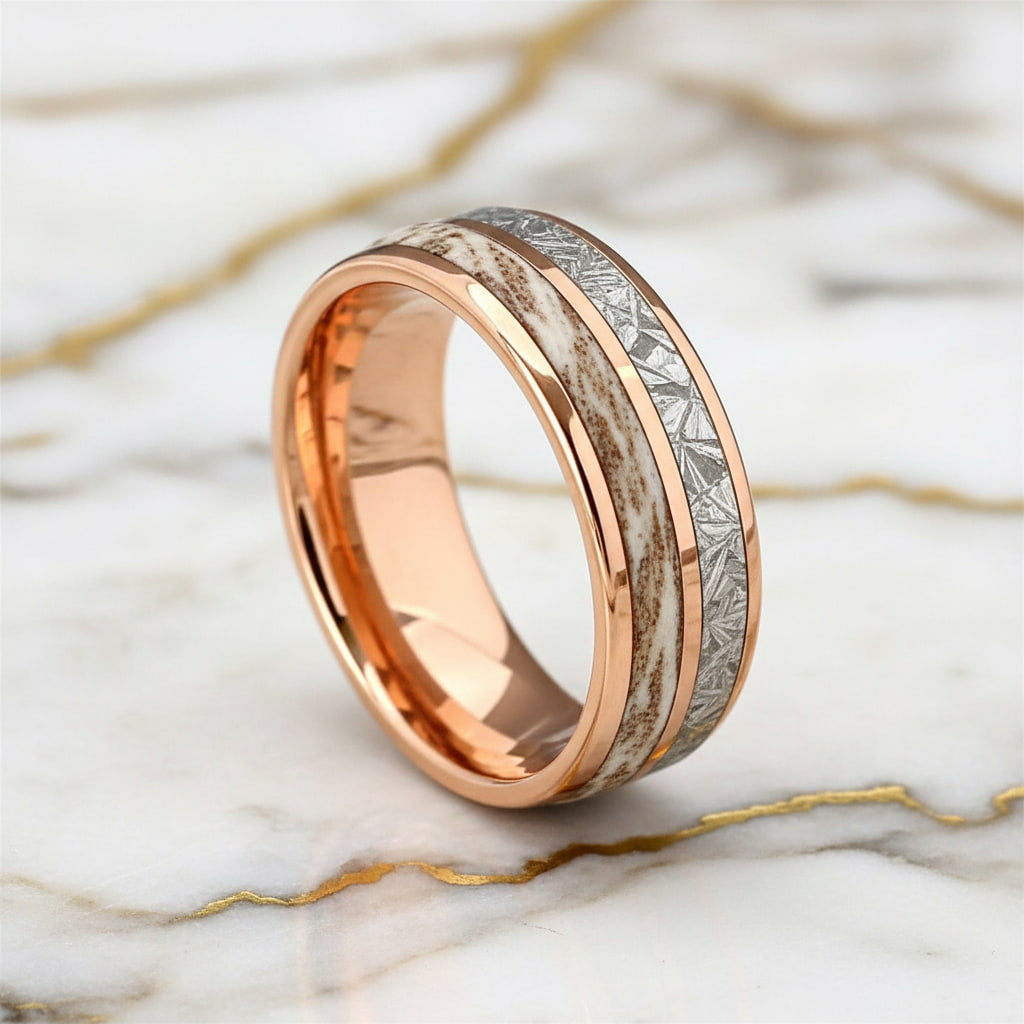 Ring Roségold – mit Holz Musterung CrystalScents