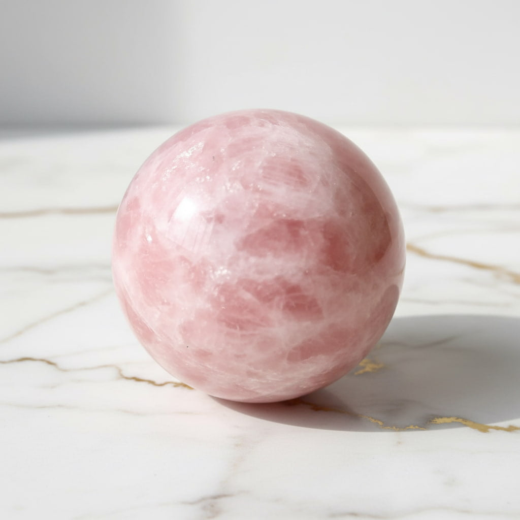Große Rosenquarz Kugel – Gelassenheit & Geborgenheit CrystalScents