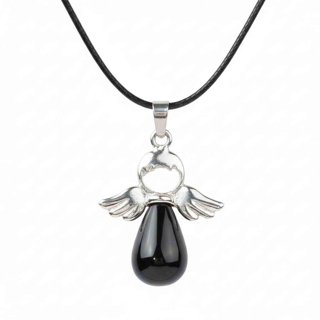 Obsidian Halskette - Engel Anhänger CrystalScents