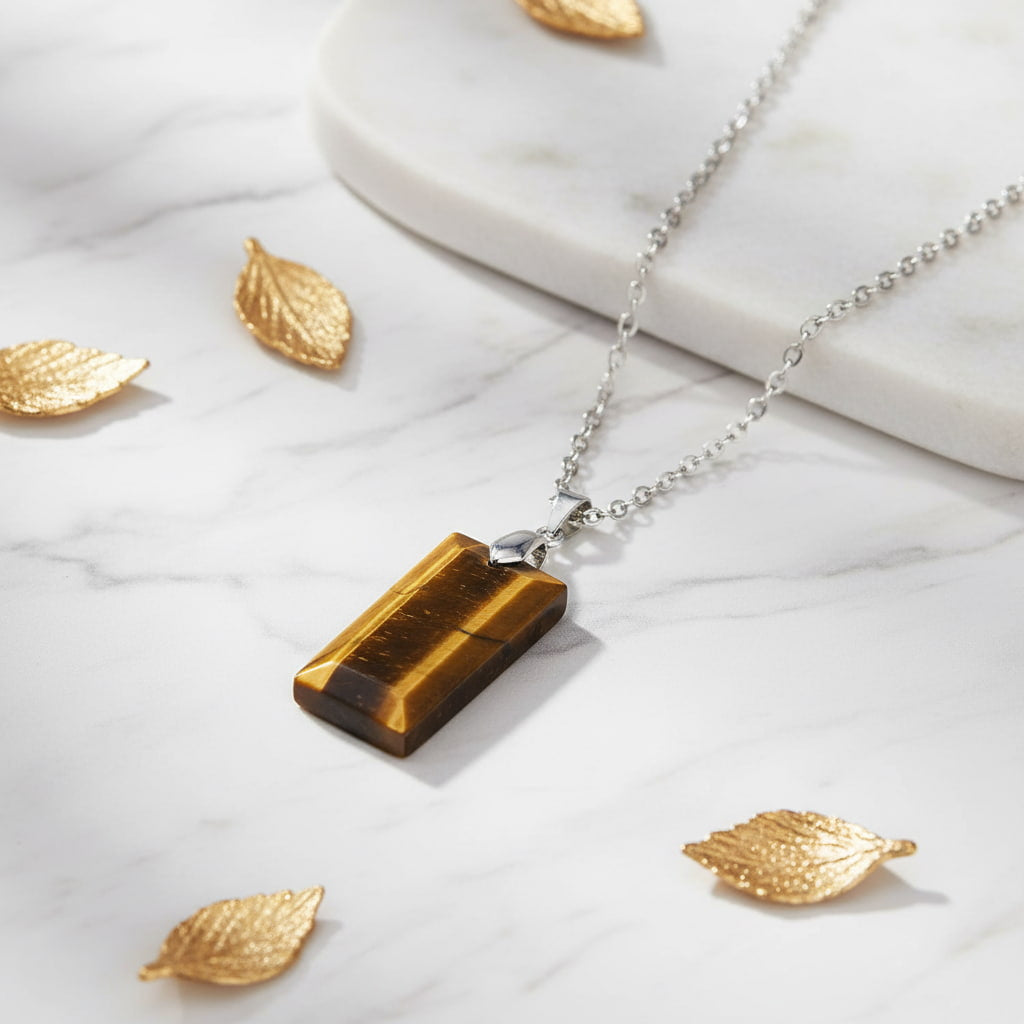 Tigerauge Halskette - Geschliffener Anhänger