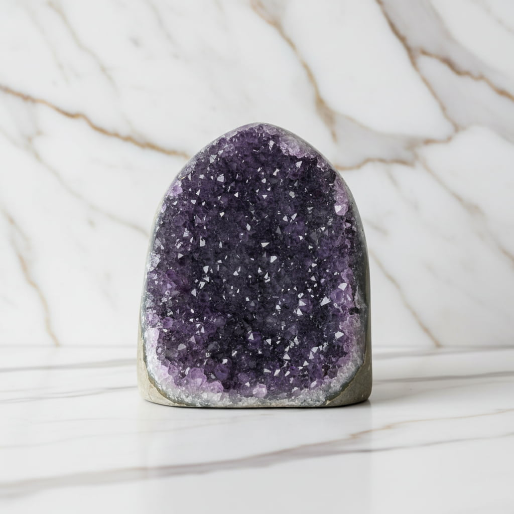 Amethystdruse mit funkelnden Spitzen – Dekoratives Highlight