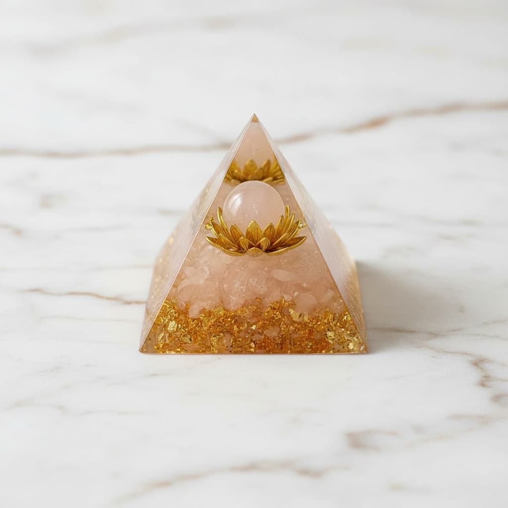 Rosenquarz Orgonit Pyramide - Lotus CrystalScents