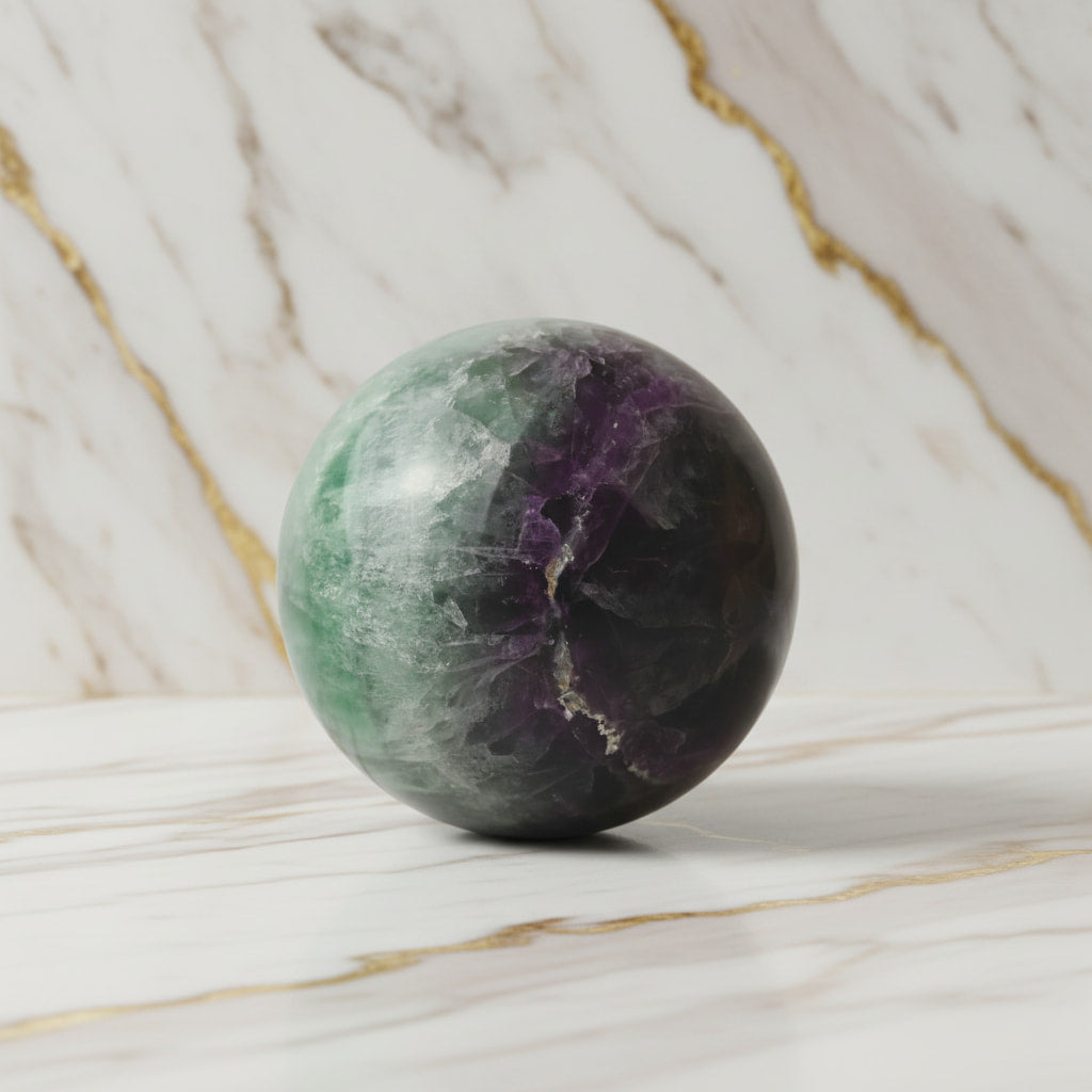 Große Fluorit Kugel – Dekoratives Highlight in Grün & Lila CrystalScents