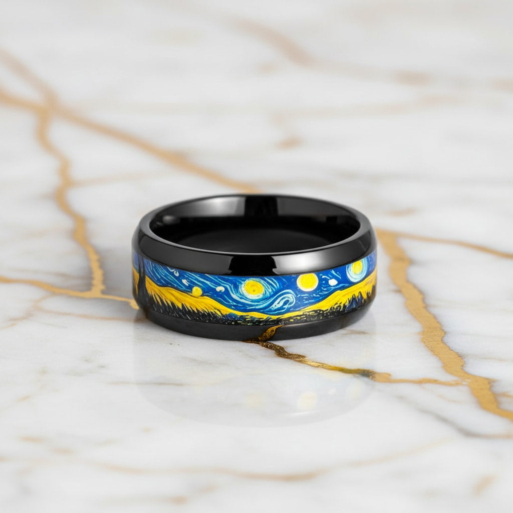Ring Schwarz – Mit Sternenhimmel CrystalScents