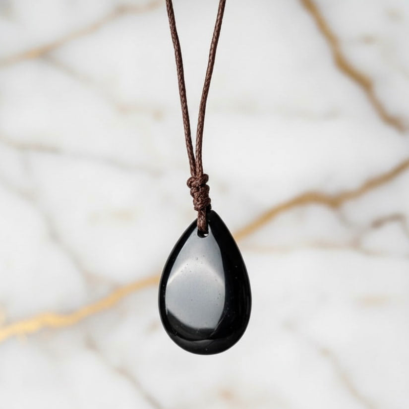 Obsidian Halskette - Tropfenförmiger Anhänger CrystalScents