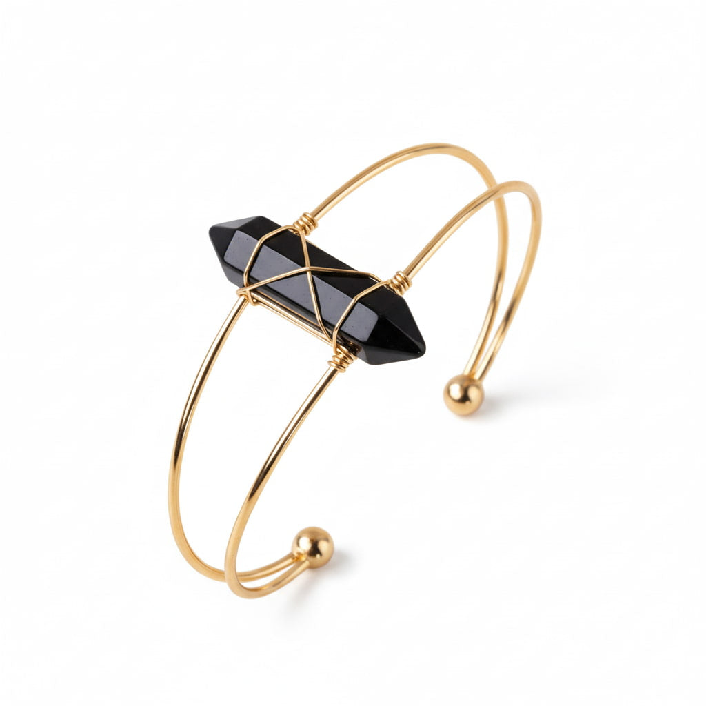 Obsidian Armreif – Offenes Design CrystalScents