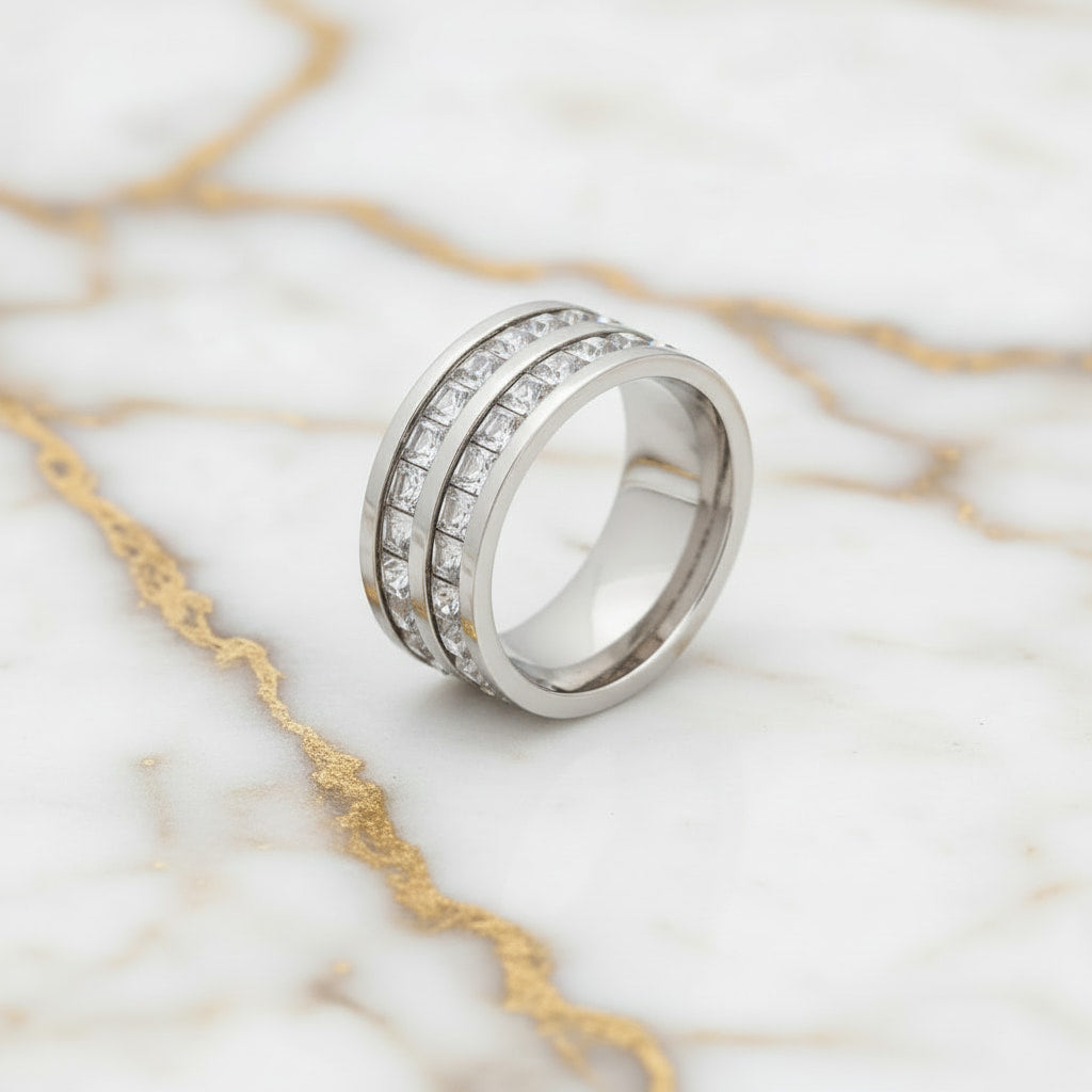 Ring Silber – mit zwei Strassreihen CrystalScents